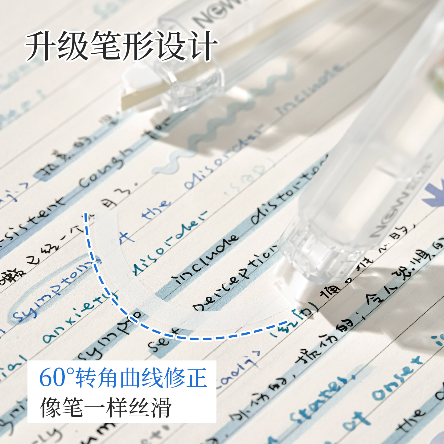 Cinta de corrección en forma de bolígrafo transparente La cinta de corrección especial para estudiantes es sedosa y suave con cinta de corrección de gran capacidad en stock