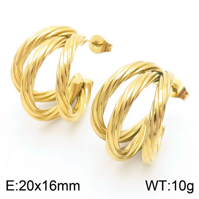 15g Weight Vacuum Plating Gold Plating Process 304 Stainless Steel Ear Needle Material 18K Real Gold Plated Plating Material 1 Pair Vintage Style Geometric Solid Color Titanium Steel 18K Gold Plated Ear Studs