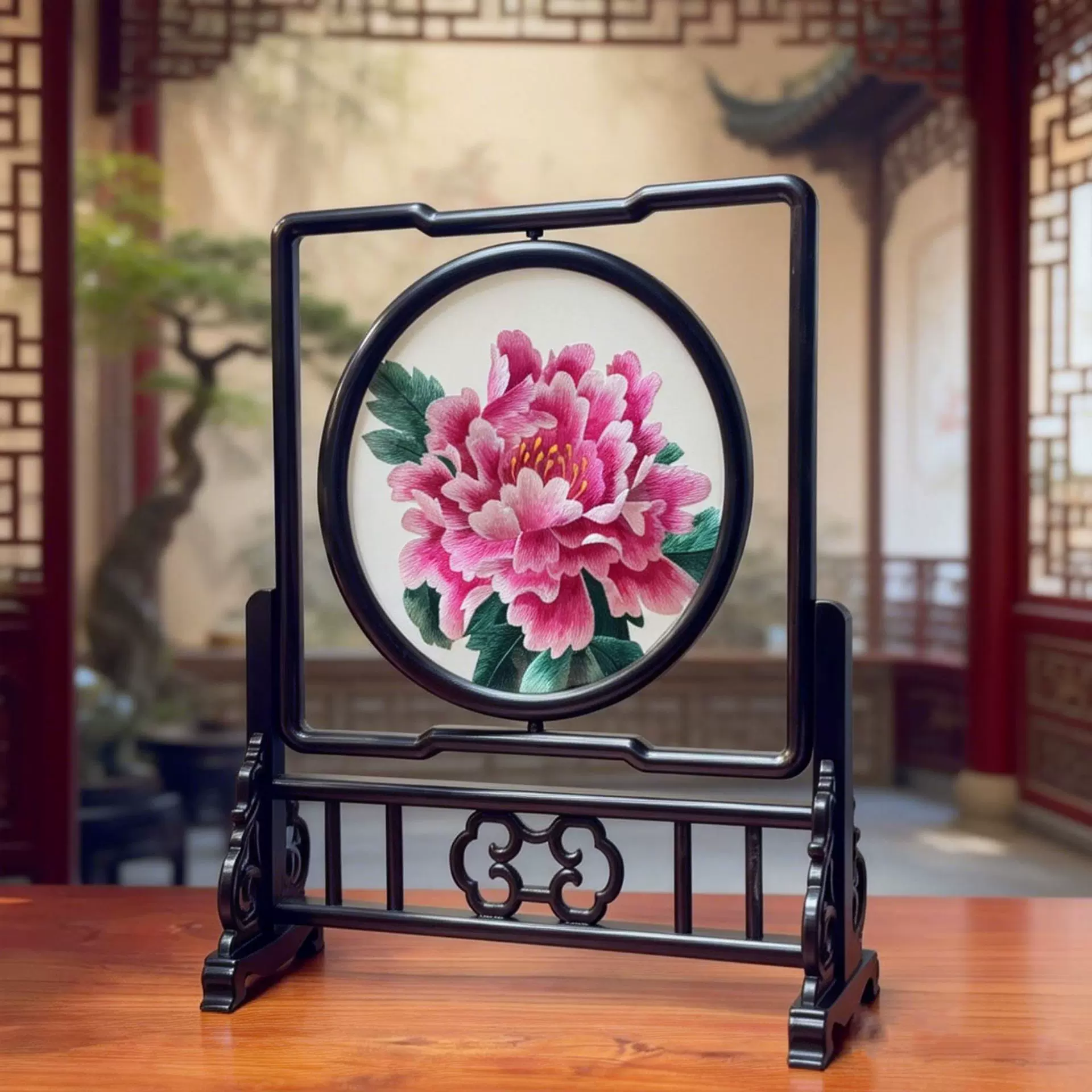 苏绣摆件手工刺绣摆台双面绣台屏中国风特色商务纪念礼品送朋友的