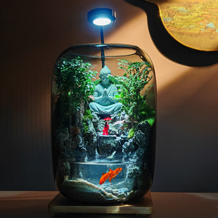 Creative Micro-Landscape Office Desk Moss Terrarium with Flowing Water, Suitable for Raising Fish and Creating Flowing Water Landscapes