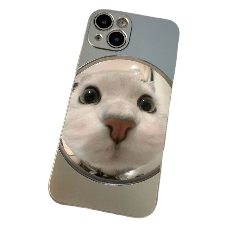 Ojo de gato para iphone14promax caja del teléfono móvil de Apple 13 resistente a la caída 12 plateado plata XR marea 7p pareja