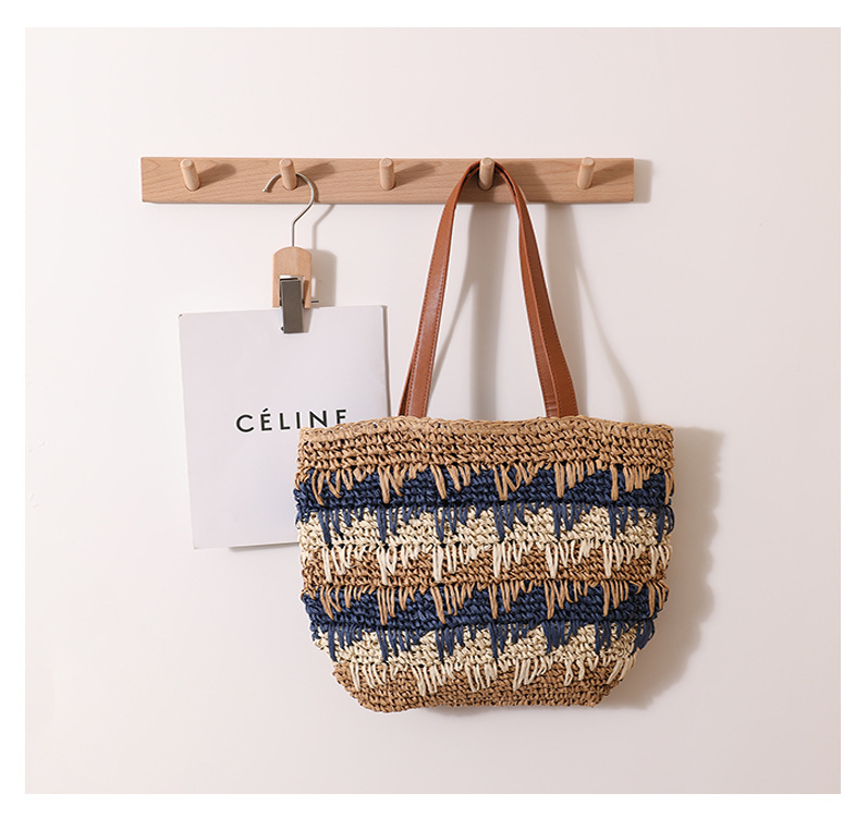 Women's Medium Polyester Color Block Vintage Style Classic Style Square Zipper Straw Bag display picture 1