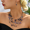 Fashionable crystal, necklace, earrings, set, Korean style, boho style