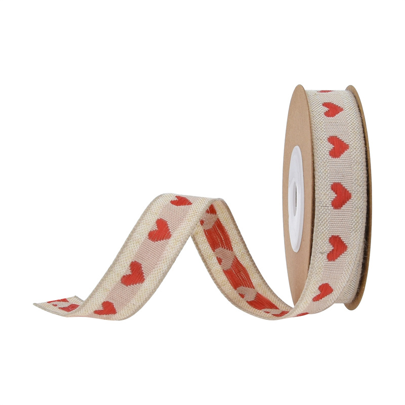 Amazon nuevo hilo teñido jacquard amor cinta de lino artificial natural retro cinta de lino artificial cinturón de embalaje de regalo