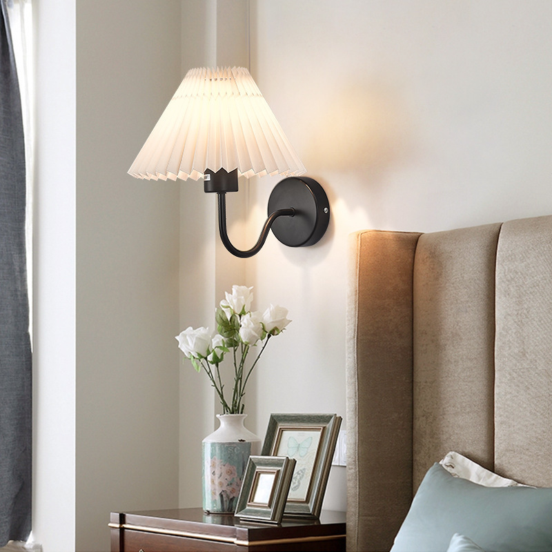 Luz de pared sin cableado transfronteriza americana dormitorio cabecera de cama luz de atmósfera decoración de sala de estar cubierta de lienzo recargable lámpara de pared atenuable