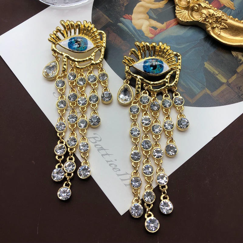 Drop Earrings Classification 1 Pair Quantity 1 Pair Elegant Retro Devil's Eye Plating Inlay Alloy Zircon Drop Earrings