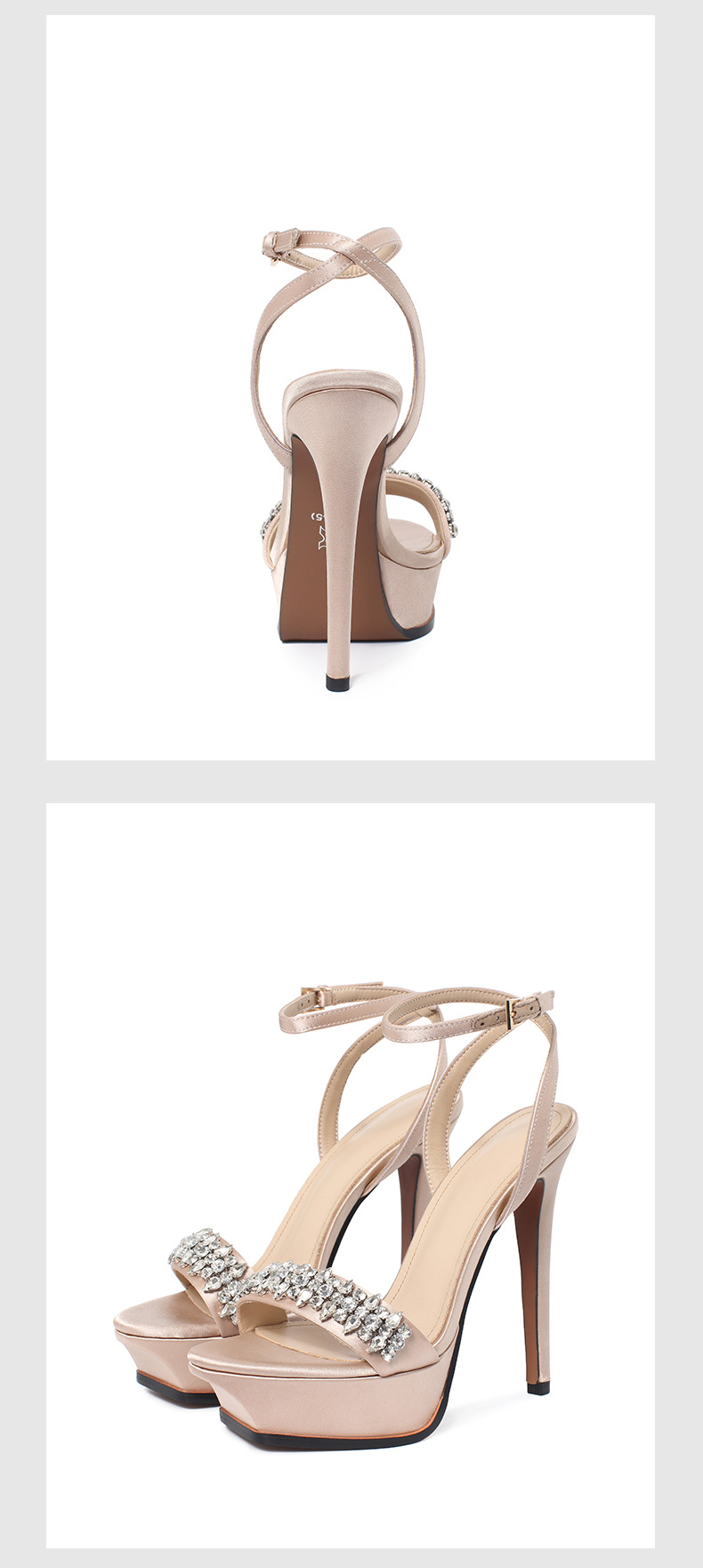 Sandal cao gót nữ hở mũi gót nhọn 13 cm đế xuồng chống nước quai ngang — Màu đen (chiều cao gót 13CM) chi tiết 16