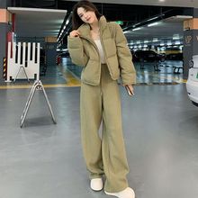 灯芯绒爆款简约棉服女装新款冬季穿搭高级感加厚外套两件套装ins