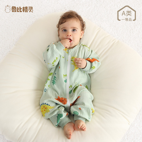 Baby split-leg sleeping bag, baby gauze, Class A pure cotton, thin anti-kick quilt, four-season newborn air-conditioned home clothes