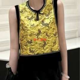 复古国云桑蚕丝重工南油马甲女早秋百搭金虎衔新中式休闲扎染