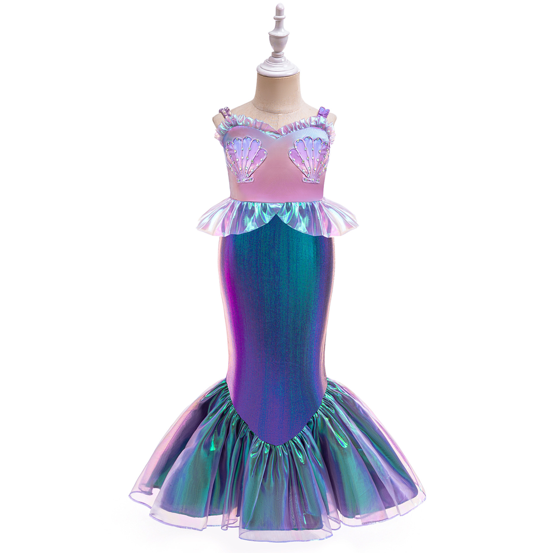 Sirena Ariel vestido de princesa sirena Ji vestido de cola de pez vestido de lentejuelas para niños vestido de fiesta COS