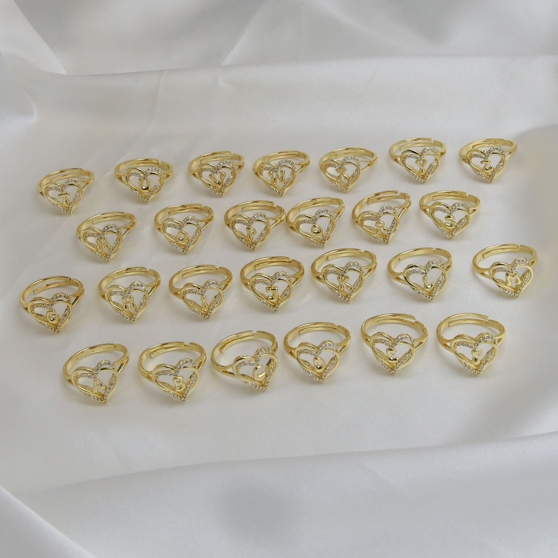 Letter, Heart Shape Pattern Women's Gender Copper Plating Letter Heart Shape Open Rings