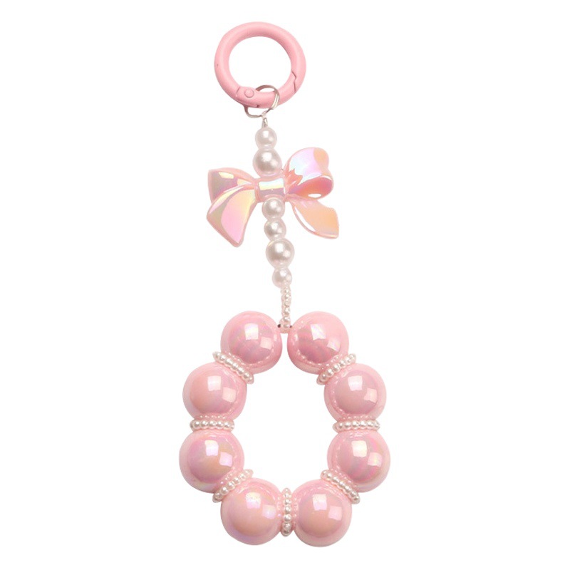 Nueva electrochapado cuentas arco llavero del coche colgante lindo caramelo color pintura anillo de perlas accesorios bolsa Decoración