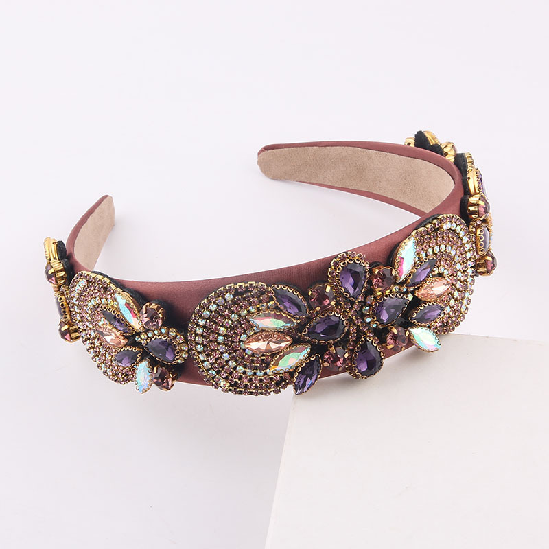 Wholesale Baroque Fashion Color Diamond Wide Headband Nihaojewelry display picture 4