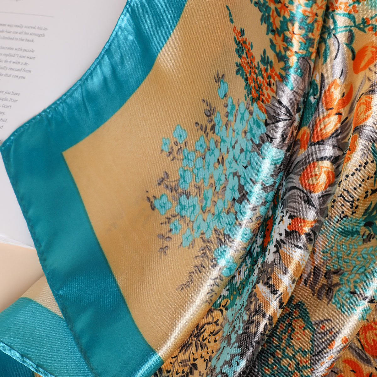 Women's Fashionable And Versatile Floral Print Headscarf 90% Matte Silk Scarf Wholesale Summer Accessory_voghion.com