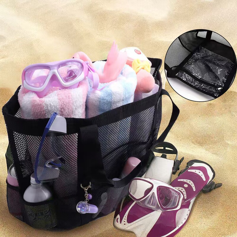 Portable Beach Bag Amazon Mesh Beach Bag Bathroom Toy Storage Bag Convenient Large Capacity Mesh Hollow Bag