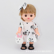 日本咪露娃娃小美樂衣服配件熊貓圖案裙+手提包+發夾女孩玩具工廠