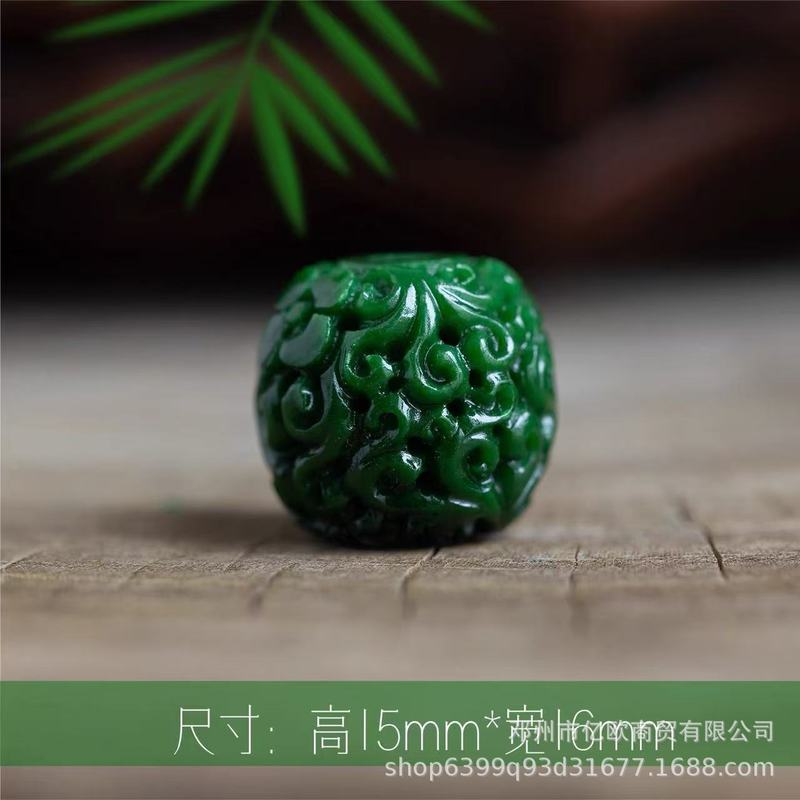 翡翠干青祖母绿饰品配件回纹雕刻佛头串珠复古风diy手串材料批发|undefined