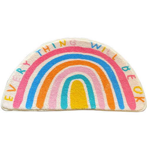 Semi-circular rainbow bathroom entrance floor mat absorbent bathroom door mat bathroom toilet door non-slip foot mat