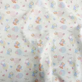 全棉双层纱数码印花面料 韩版樱桃小熊花布女装童装亲子家居服DIY
