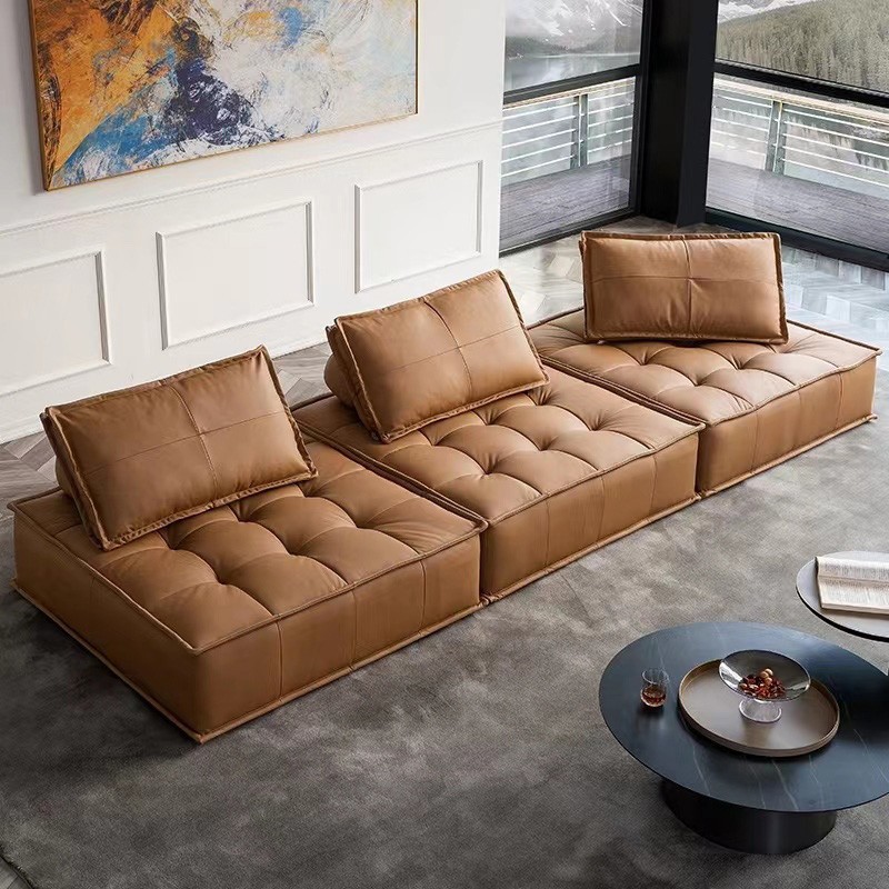 Piedmont sofá pequeño apartamento moderno minimalista sala de estar doble cuadrado Módulo de tela solo sofá de bloque de tofu