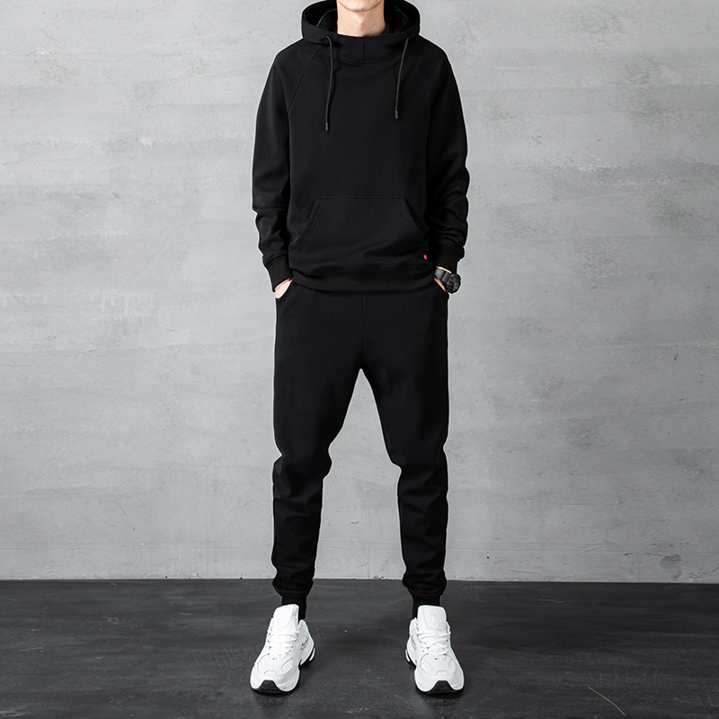 Sweatshirt suit Two-piece Autumn and Winter Men's Autumn Hooded Sports Casual Trendy Jacket Men's Drawstring fleece-lined Thickened Sweatshirt suit Two-piece Autumn and Winter Men's Autumn Hooded Sports Casual Trendy Jacket Men's Drawstring fleece-lined Thickened