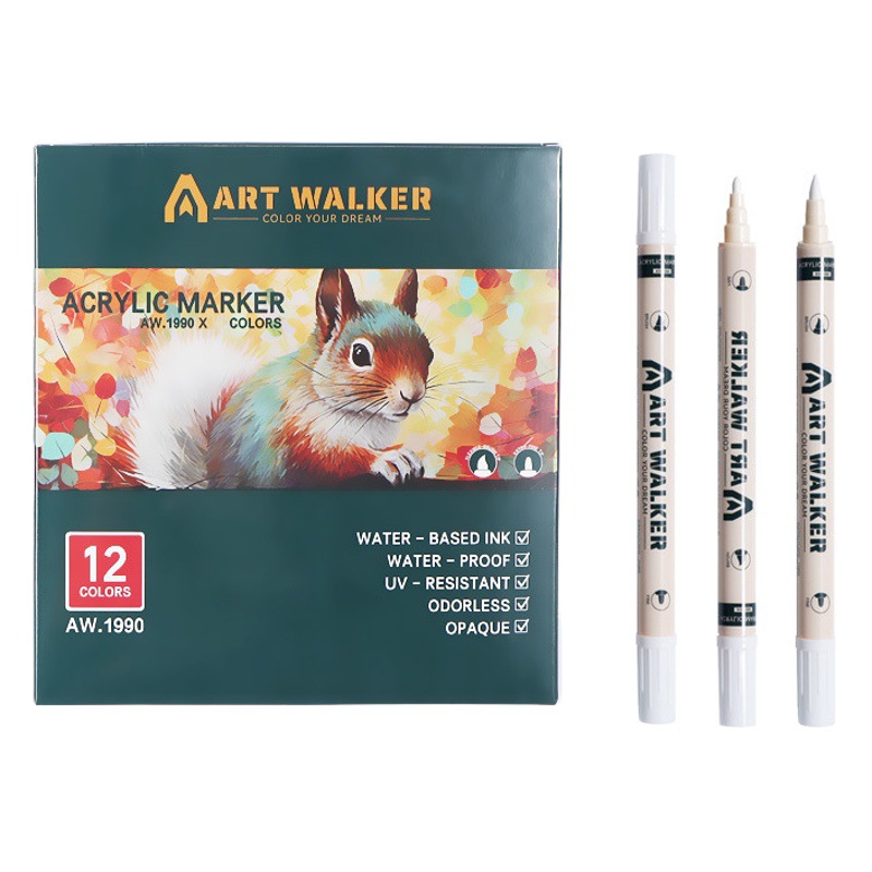 Suave y duro de doble cabeza marcador de acrílico estudiante especial dibujo cepillo traje impermeable de secado rápido marcador acrílico graffiti pluma