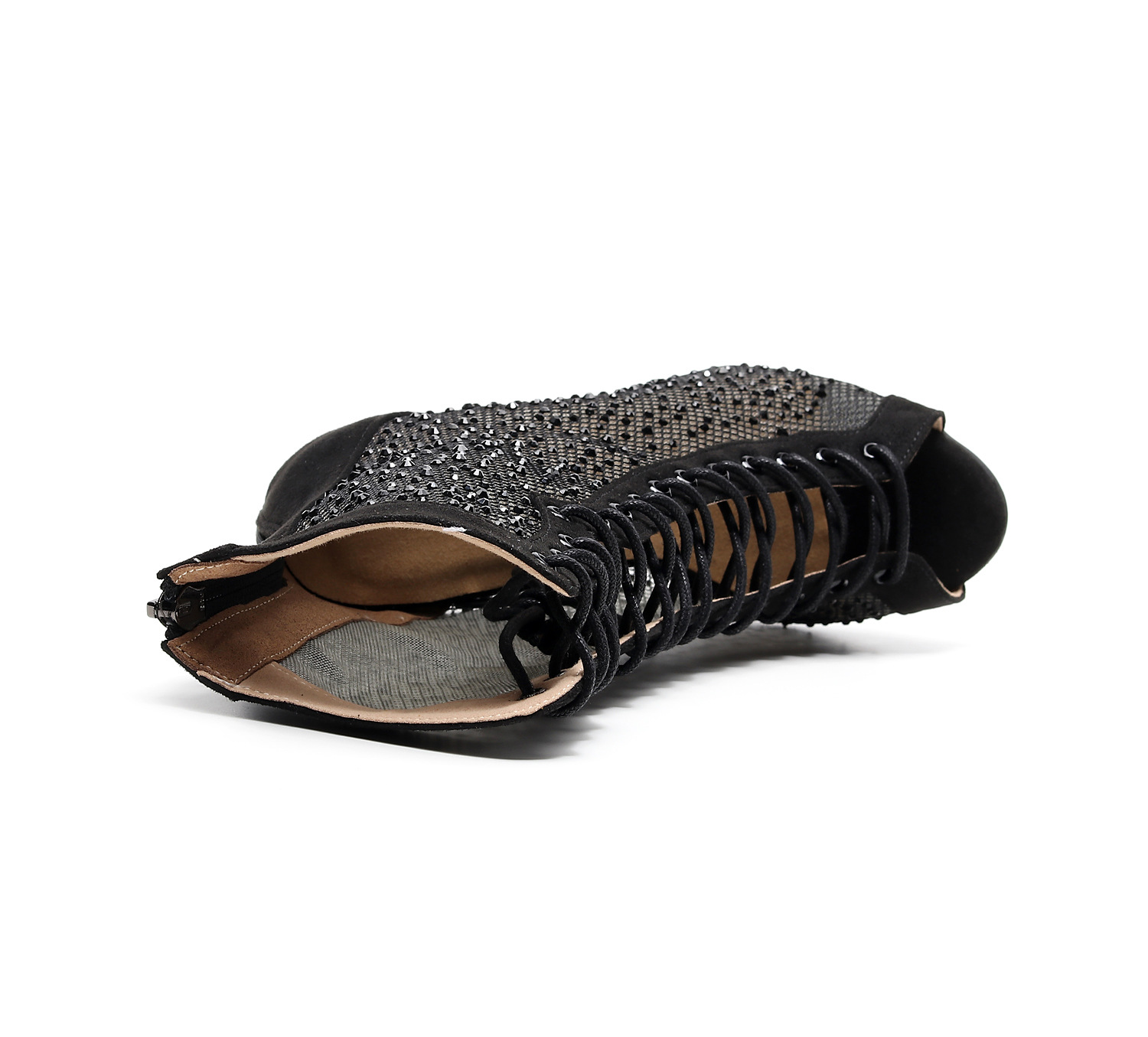 Dancing women's shoes hot diamond four seasons new black high heel dance boots soft sole fashion autumn and winter jazz dance heels_voghion.com
