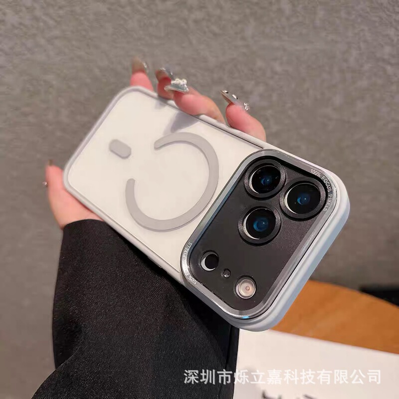 适用iPhone17PROMAX透明磁吸手机壳苹果16金属鹰眼镜头全包保护套|undefined