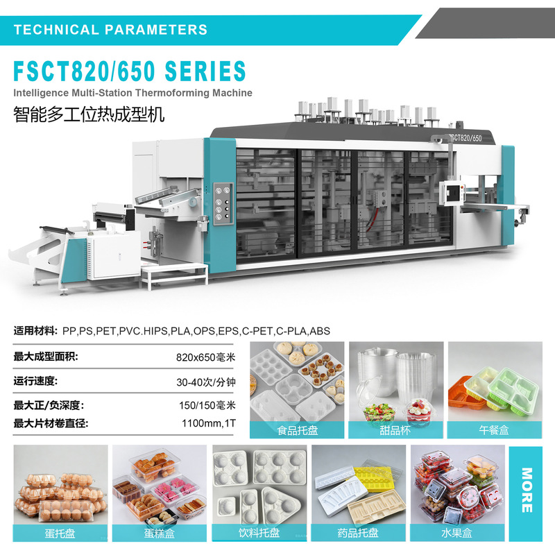 Customized Disposable Plastic Lunch Box Production Machine Pc Tray Positive and Negative Pressure Hot Pressure Forming Machine Three-Station Blister Machine