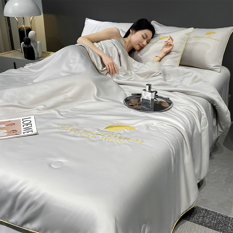 アイスシルクサマーキルト、夏用エアコンキルト、学生寮用4点セット、夏用クールキルト、家庭用夏用冷却シルクキルト|undefined