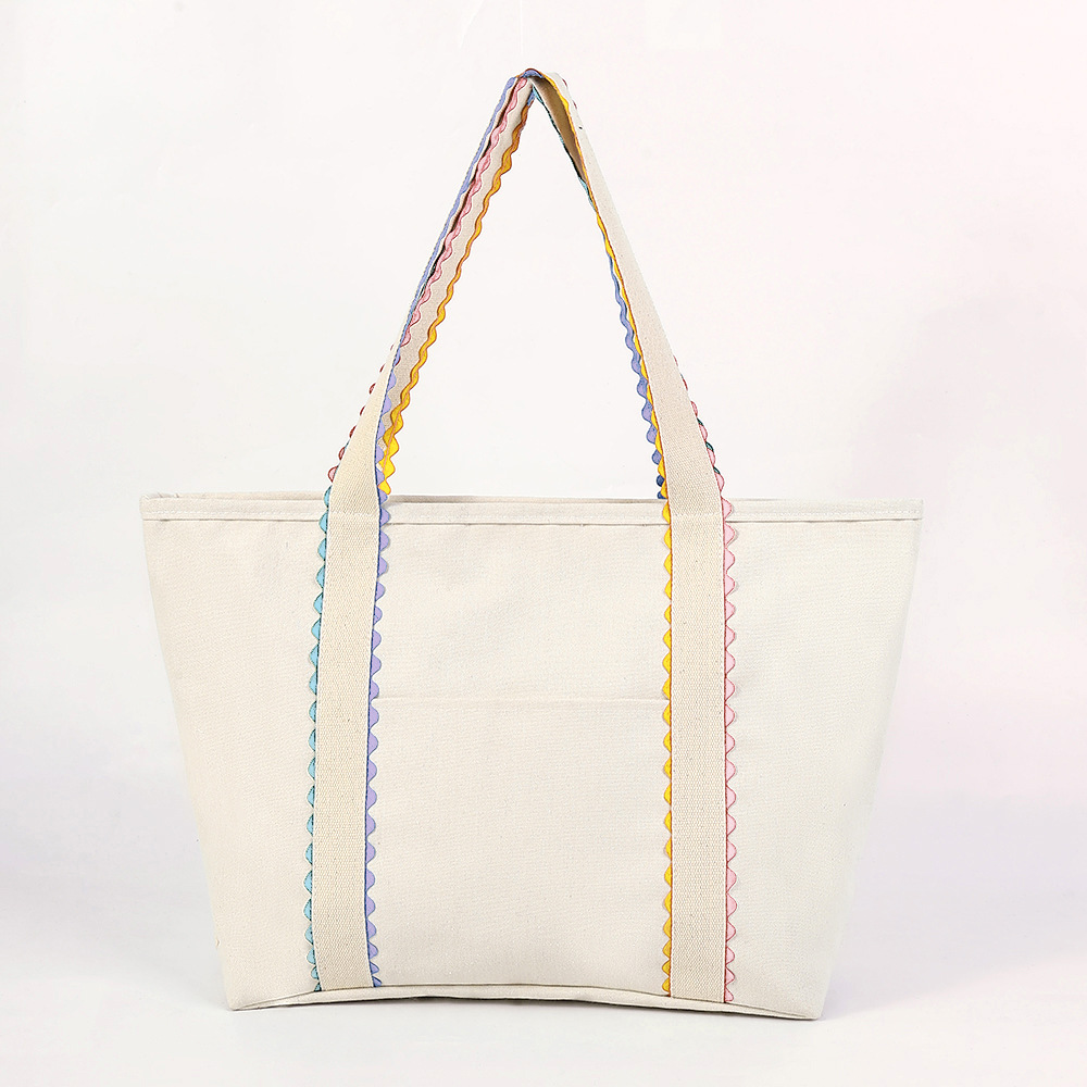 Cross-Border New Large Capacity Storage Bag - Tote Bag, Gym Bag, Work & School Commuter Bag For Women, Canvas - Thumbnail 6