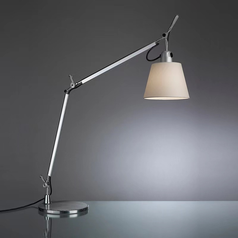 批发铝材双臂折叠布艺台灯卧室书房按钮开关遥控LED酒店客房立灯