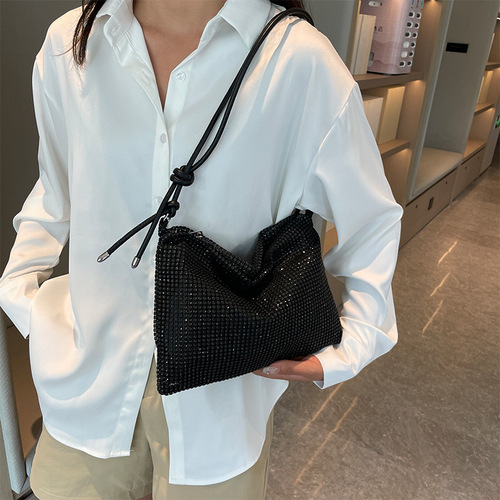 Leisure Diamond-embellished Handbag for Women 2024 Spring New Arrival High-end Stylish Underarm Bag Fashion Simple Large Capacity Shoulder Bag