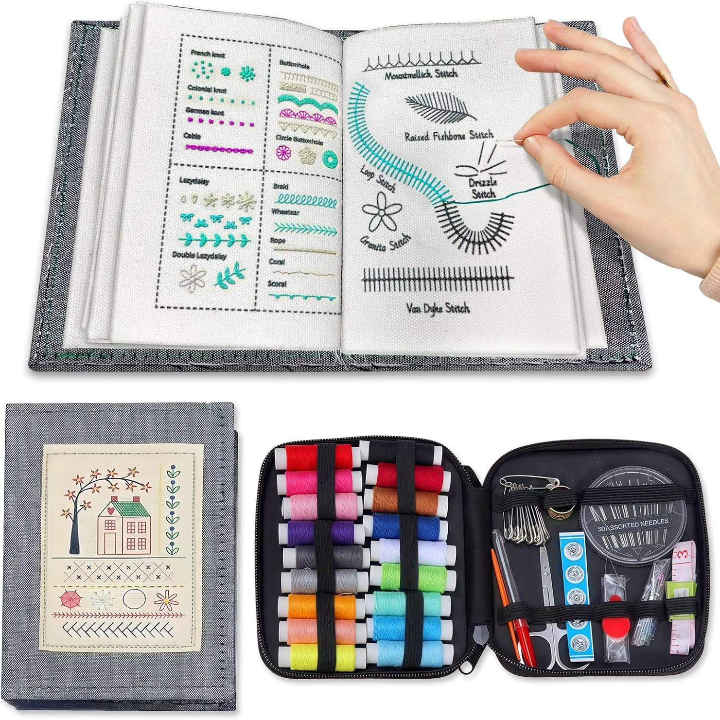 DIY Stitch Book, Embroidery Stitch Book Книга Штифта, Книга Штифта с вышивкой