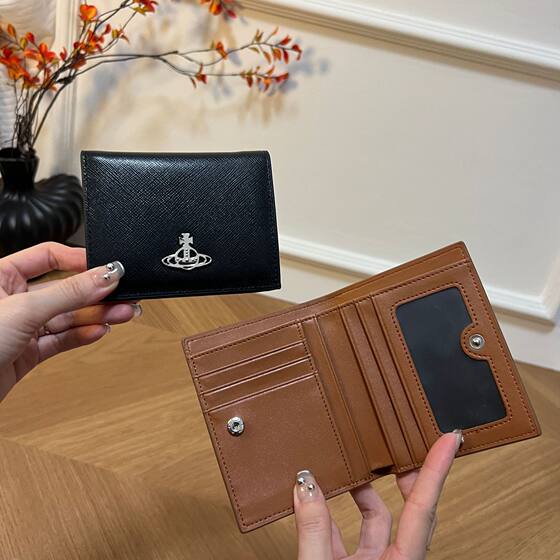 High-grade Genuine Leather Two-fold Wallet Women's New 2025 Empress Dowager Leather Wallet Ultra-thin Card Bag ID Clip Trendy
