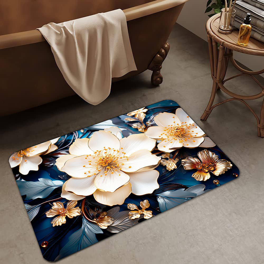 Alfombrilla de barro de diatomeas de flores tridimensionales de lujo ligero transfronterizo, alfombrilla de baño, alfombrilla de pie absorbente y antideslizante para el hogar, alfombrilla de entrada