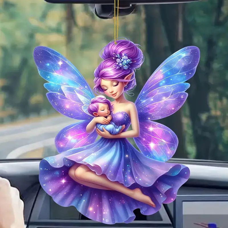 Cross-border nuevo 2D elegante colgante de hadas de flores acrílico plano colgante de espalda de automóvil colgante de mochila