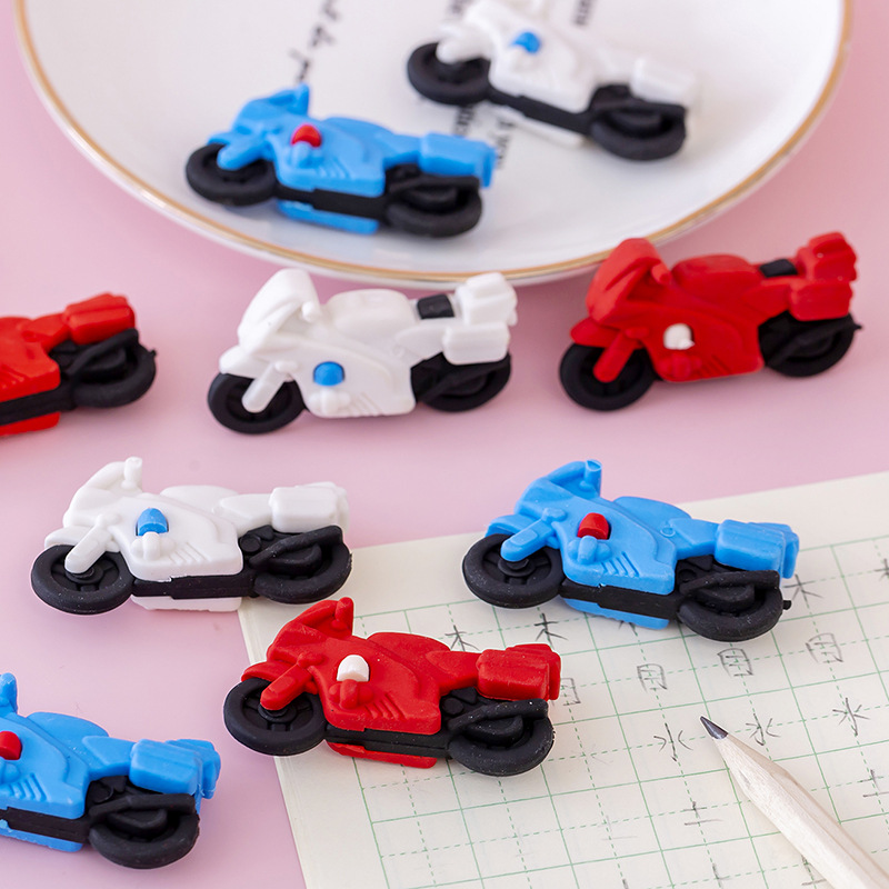 Creativo de la motocicleta forma borrador kindergarten dibujos animados lindo borrador lápiz borrador Escuela Primaria estudiante premio pequeño regalo