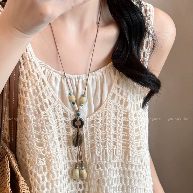 New Chinese-Style Retro Popular Ethnic Necklace for Women, Versatile Niche Long Sweater Chain with a High-End Feel, Simple Accessory New Chinese-Style Retro Popular Ethnic Necklace for Women, Versatile Niche Long Sweater Chain with a High-End Feel, Simple Accessory