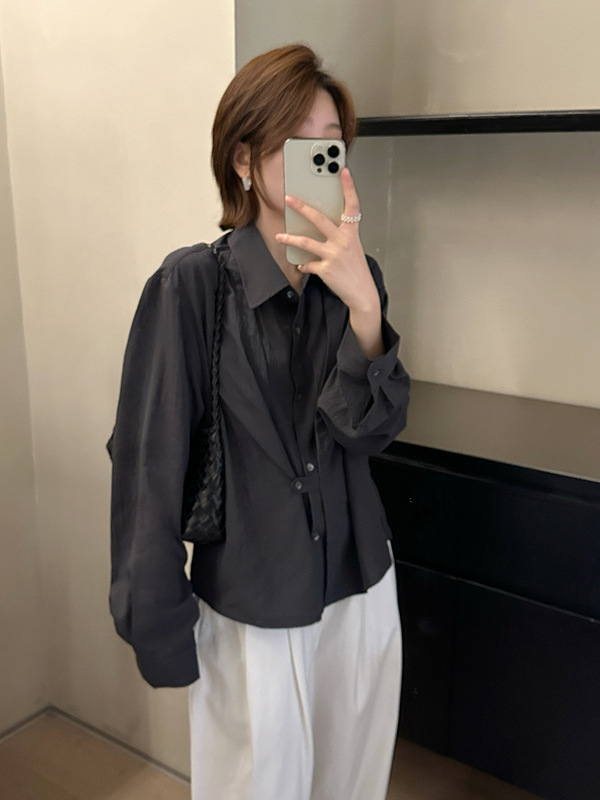 MMC DITION白衬衫女装秋季新款收腰显瘦长袖衬衣设计感假两件上衣|undefined