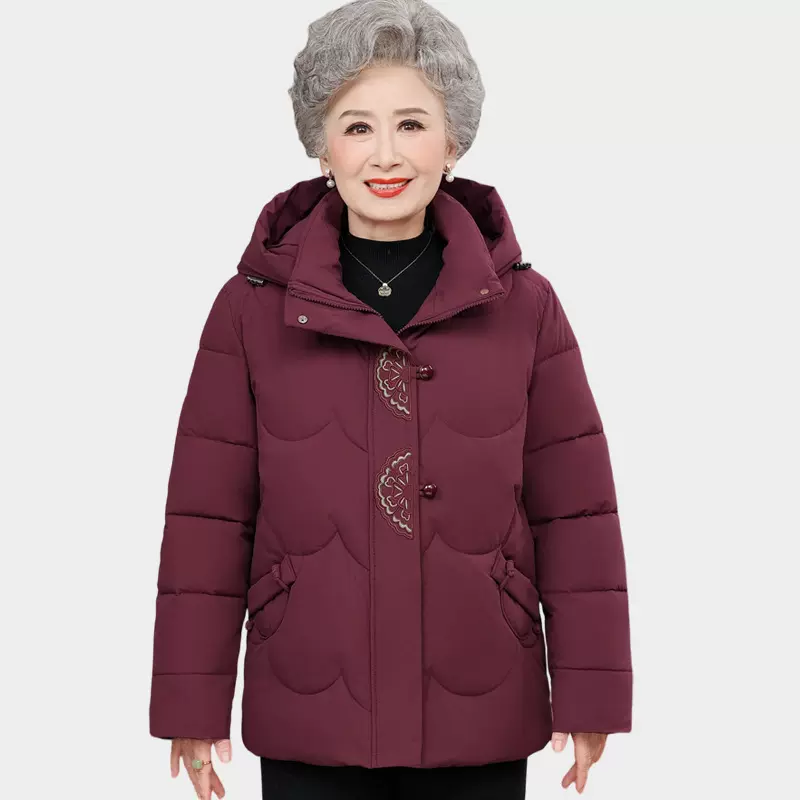 中老年人棉衣女款奶奶冬装棉袄老太太羽绒棉服妈妈装冬季连帽外套