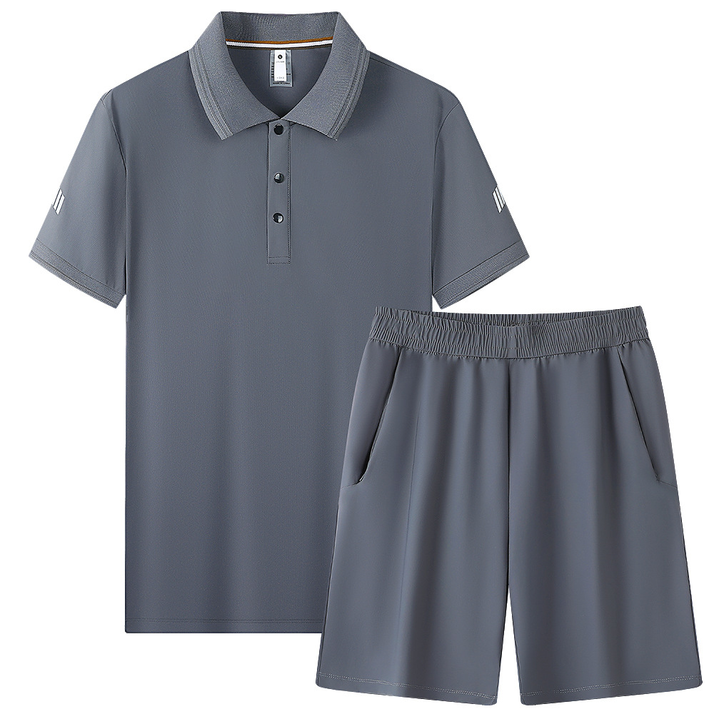 New summer POLO suit, breathable business gentleman's high-end POLO short-sleeved shirt and shorts, premium cross-border e-commerce.