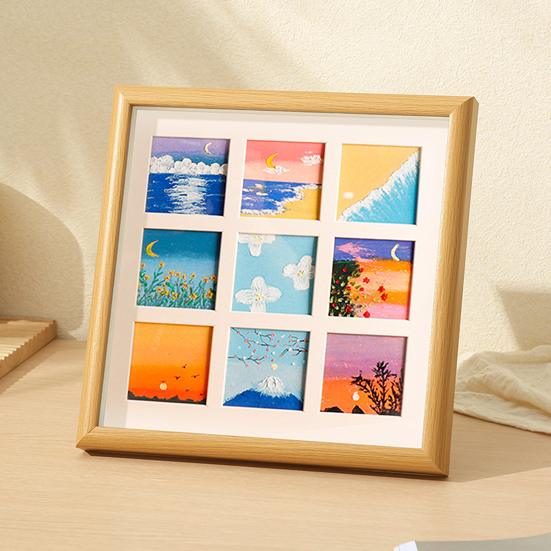 正方形4九宫格作品保存画框油画棒相框绘画10cm12纸装裱展示摆台