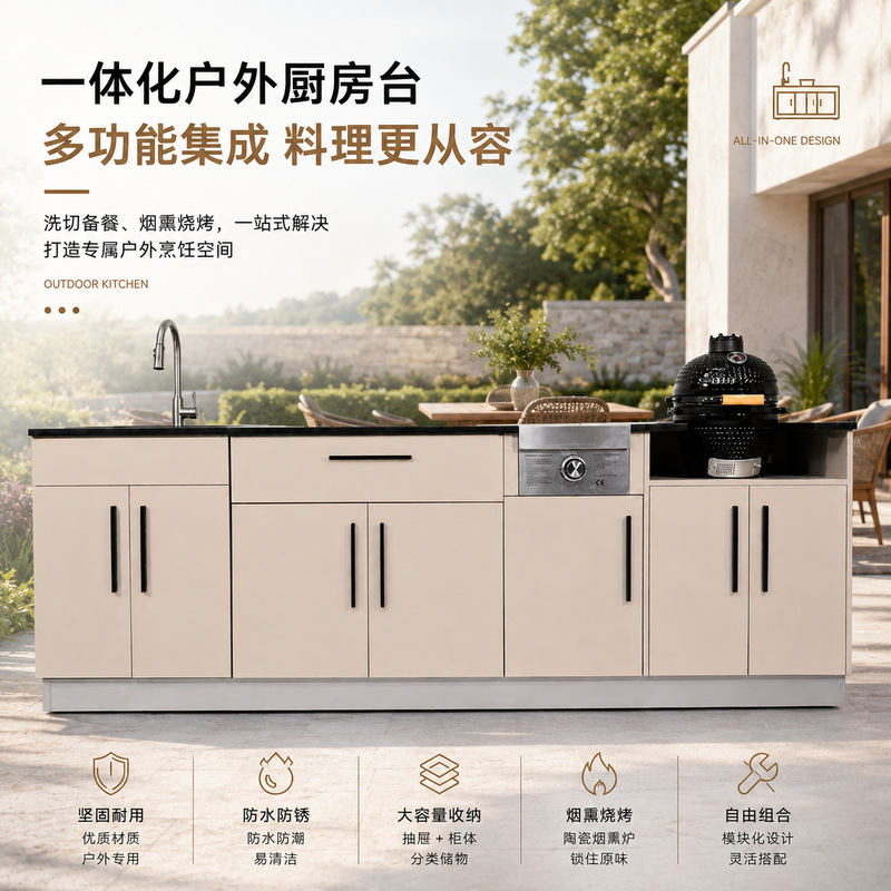 Courtyard villa outdoor garden kitchen gas grill workbench outdoor cabinet multifunctional integrated foreign trade factory Courtyard villa outdoor garden kitchen gas grill workbench outdoor cabinet multifunctional integrated foreign trade factory