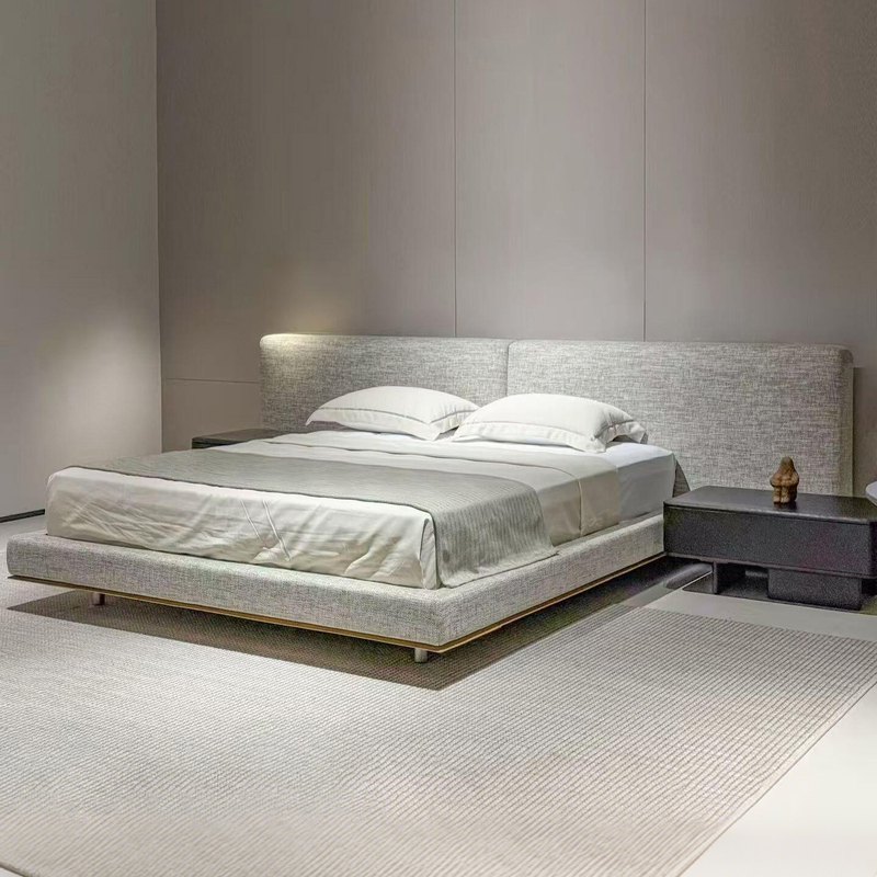 Brera Italian-Style Minimalist Designer Bed for Home Use in Large Flatbed Master Bedroom 1.8m Double Wide-Screen Fabric Bed