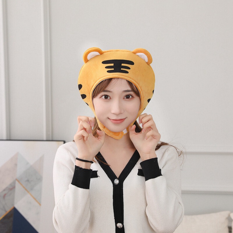 Wholesale short printed King striped tiger headgear hat plush headgear photo props cartoon headgear