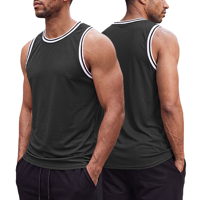 Comercio exterior transfronterizo americano pesado ocio hombre color de contraste sin mangas hombro deportivo holgado multicolor chaleco de fitness diario