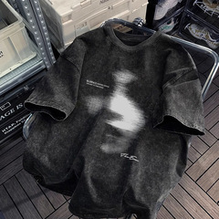 アメリカの高街潮牌半袖tシャツ男の夏のレトロなファッションカジュアルな水洗いは古い半袖の小衆のごろつきをします。