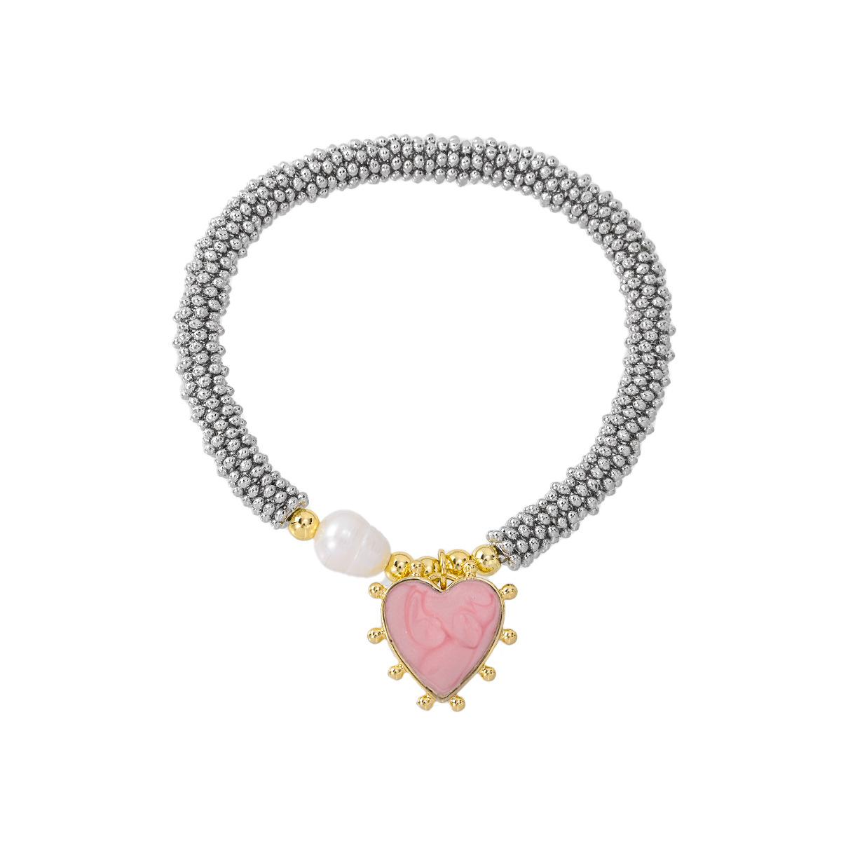 Casual, Holiday Occasion Wholesale Jewelry INS Style IG Style Heart Shape Copper Plating Beaded Chain Caviar Bracelet